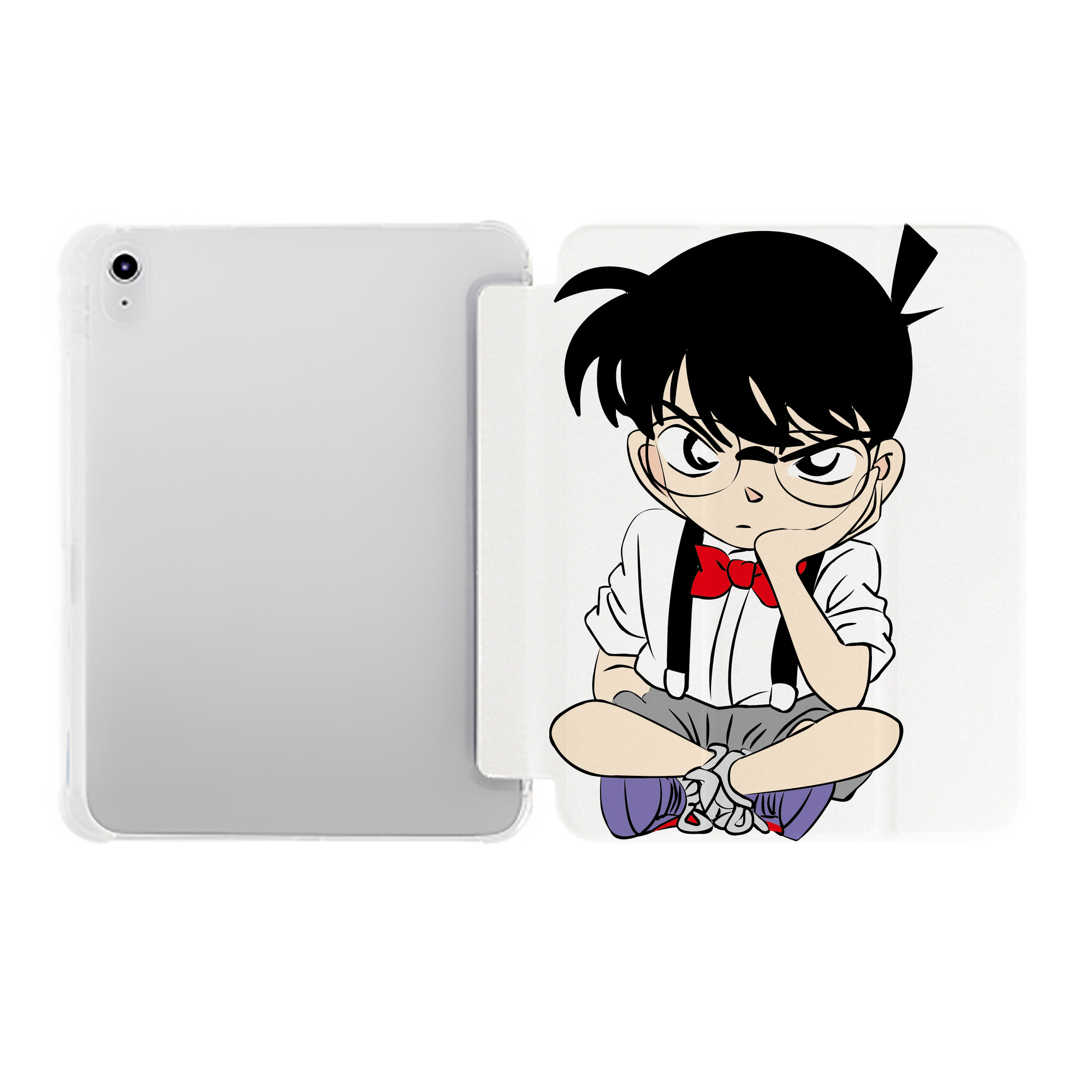 （画像用） 名探偵コナン 江戸川 コナン Detective Conan Conan Edogawa IPad ケース ペン収納付き 三つ折りスタンド PUレザー×シリコン 対応機種9.5/10.5/10.9インチ